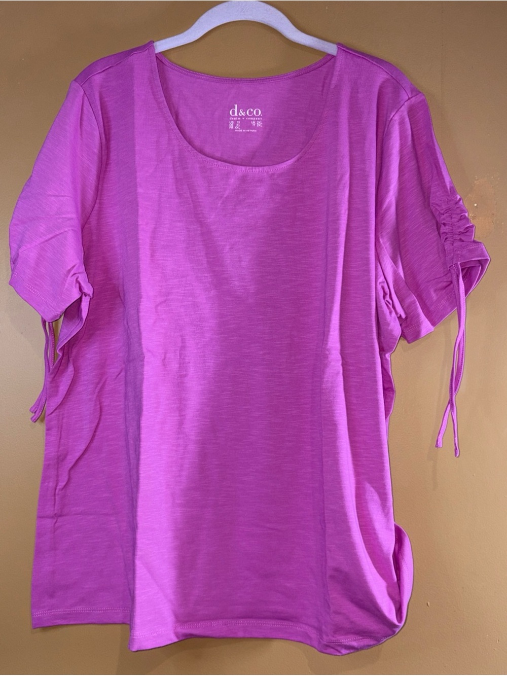HC811 Denim & Co Essentials Cotton Tee Scoop Neck A365794 Size 1X Color Purple